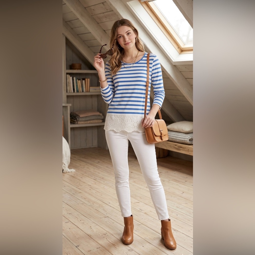 Anthropologie | Lili’s Closet Striped Lace Top